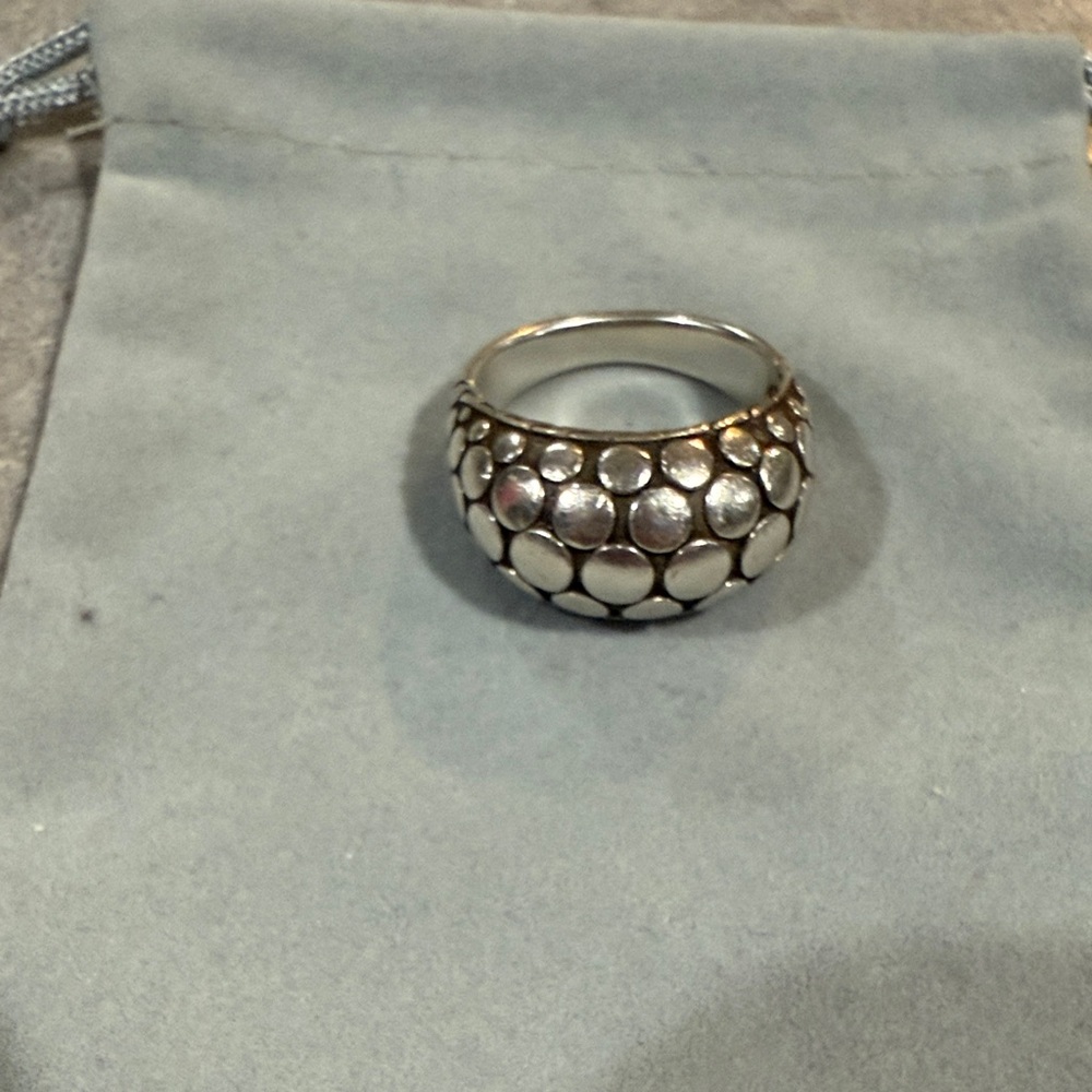 John Hardy Silver and Cream Dome Ring